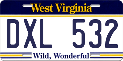 WV license plate DXL532