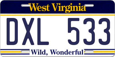 WV license plate DXL533