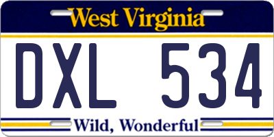 WV license plate DXL534