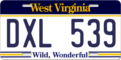WV license plate DXL539
