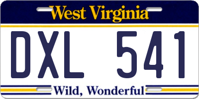 WV license plate DXL541