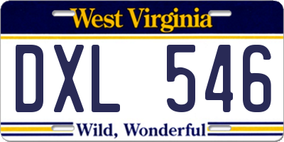 WV license plate DXL546