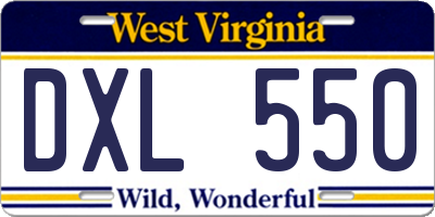 WV license plate DXL550