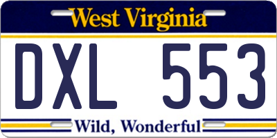 WV license plate DXL553