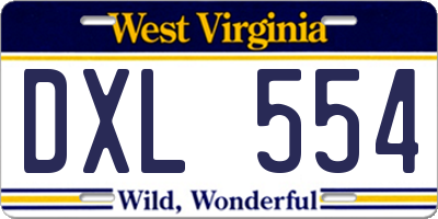 WV license plate DXL554