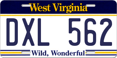 WV license plate DXL562