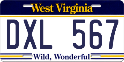 WV license plate DXL567