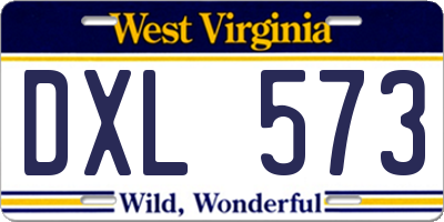WV license plate DXL573