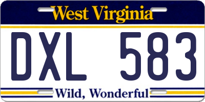 WV license plate DXL583
