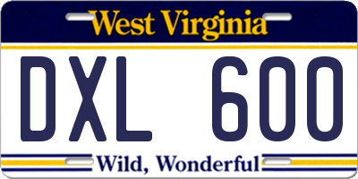 WV license plate DXL600
