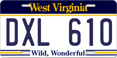 WV license plate DXL610