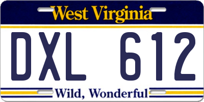 WV license plate DXL612
