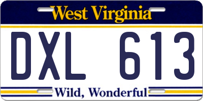 WV license plate DXL613
