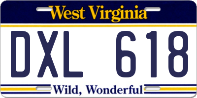WV license plate DXL618