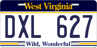 WV license plate DXL627