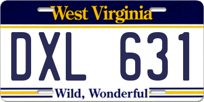 WV license plate DXL631