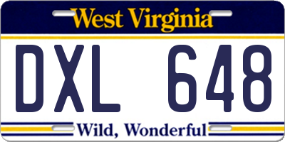 WV license plate DXL648