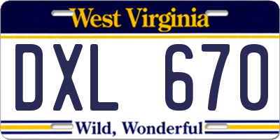 WV license plate DXL670