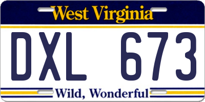 WV license plate DXL673