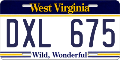 WV license plate DXL675