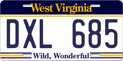 WV license plate DXL685