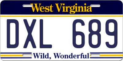 WV license plate DXL689