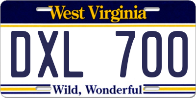 WV license plate DXL700