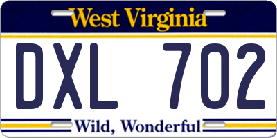 WV license plate DXL702