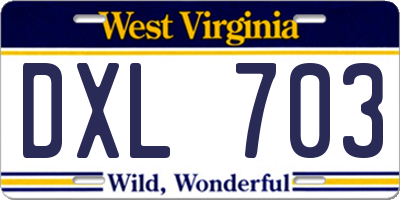 WV license plate DXL703