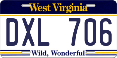 WV license plate DXL706