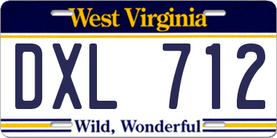 WV license plate DXL712