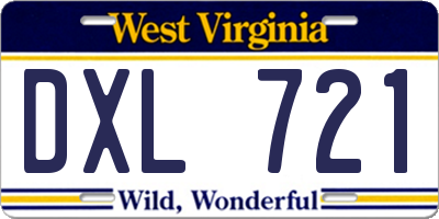 WV license plate DXL721