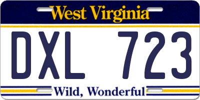 WV license plate DXL723