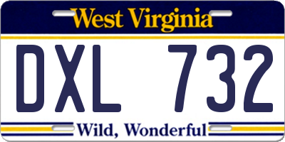 WV license plate DXL732