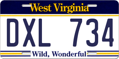 WV license plate DXL734