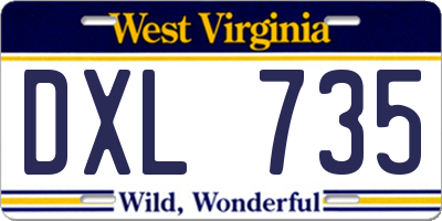 WV license plate DXL735