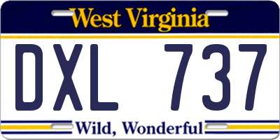 WV license plate DXL737