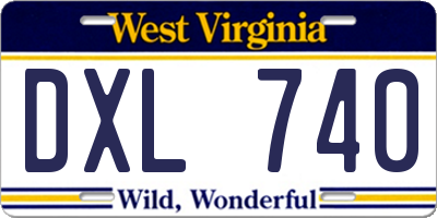 WV license plate DXL740