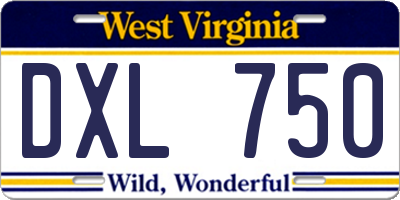WV license plate DXL750