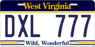 WV license plate DXL777