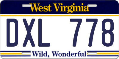 WV license plate DXL778