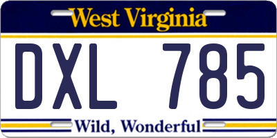 WV license plate DXL785