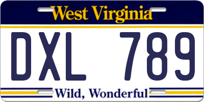 WV license plate DXL789