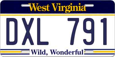 WV license plate DXL791