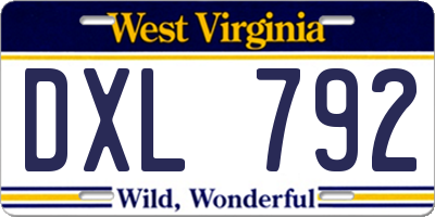 WV license plate DXL792