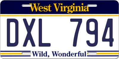 WV license plate DXL794