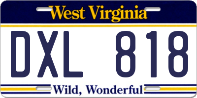 WV license plate DXL818