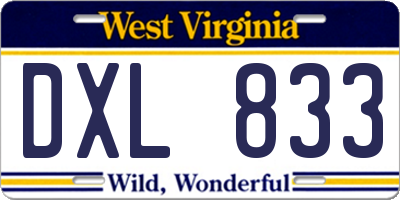 WV license plate DXL833