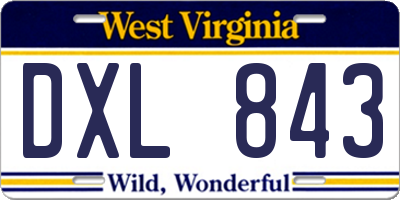 WV license plate DXL843
