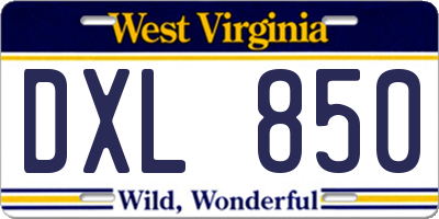 WV license plate DXL850
